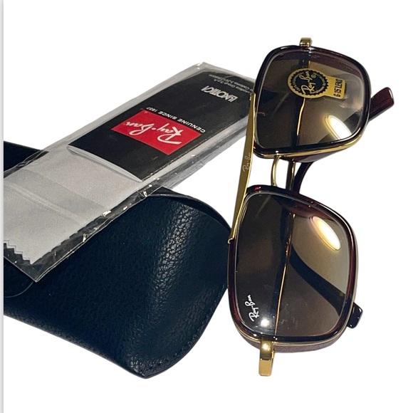 RAY-BAN AVIATORRB 4413 54-14 I45 SQUARE METAL BROWN SHADE/GOLD UNISEX SUNGLASSES - Picture 8 of 15